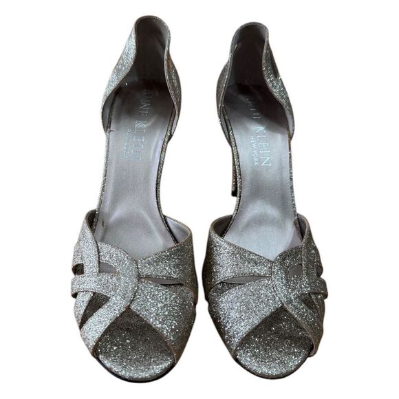 Anne Klein Garnet/Suede Gold Evening Peep Toe Pumps Women's Size 7.5M - Picture 5 of 9